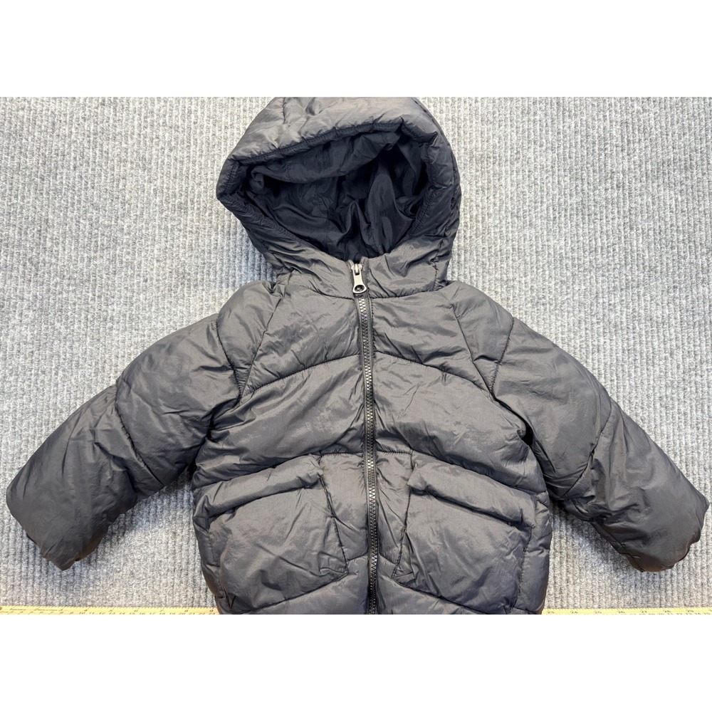 Zara Kids Black Hooded Puffer Jacket Coat Size 18-24 Months CM 92